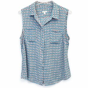 Talbots Tucan Inspired Print Sleeveless Blouse Sz XL